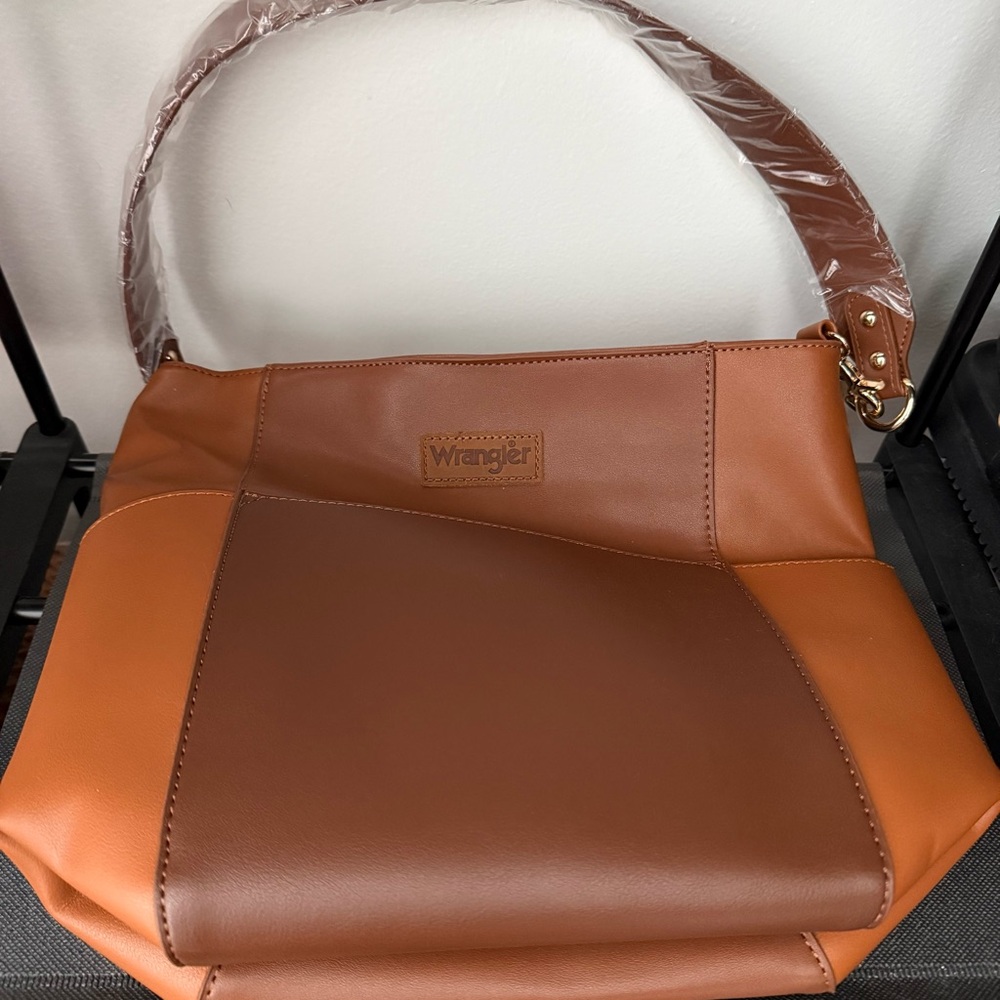 Wrangler Two-Tone Tan and Dark Brown Shoulder Bag